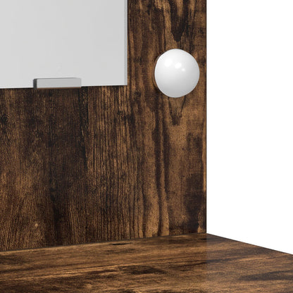 2-delars sminkbord set med LED rökt ek konstruerat trä