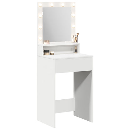 Sminkbord med LED-lampor Vit 50x41x135 cm
