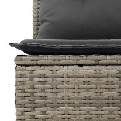 10 Delar Trädgårdsoff set med Kuddar Grå Poly Rattan