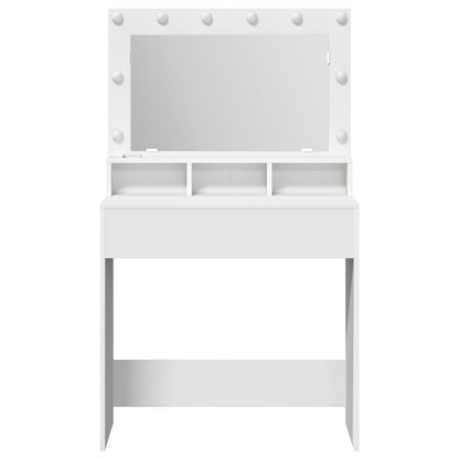 Sminkbord med LED-lampor Vit 79x41x135 cm
