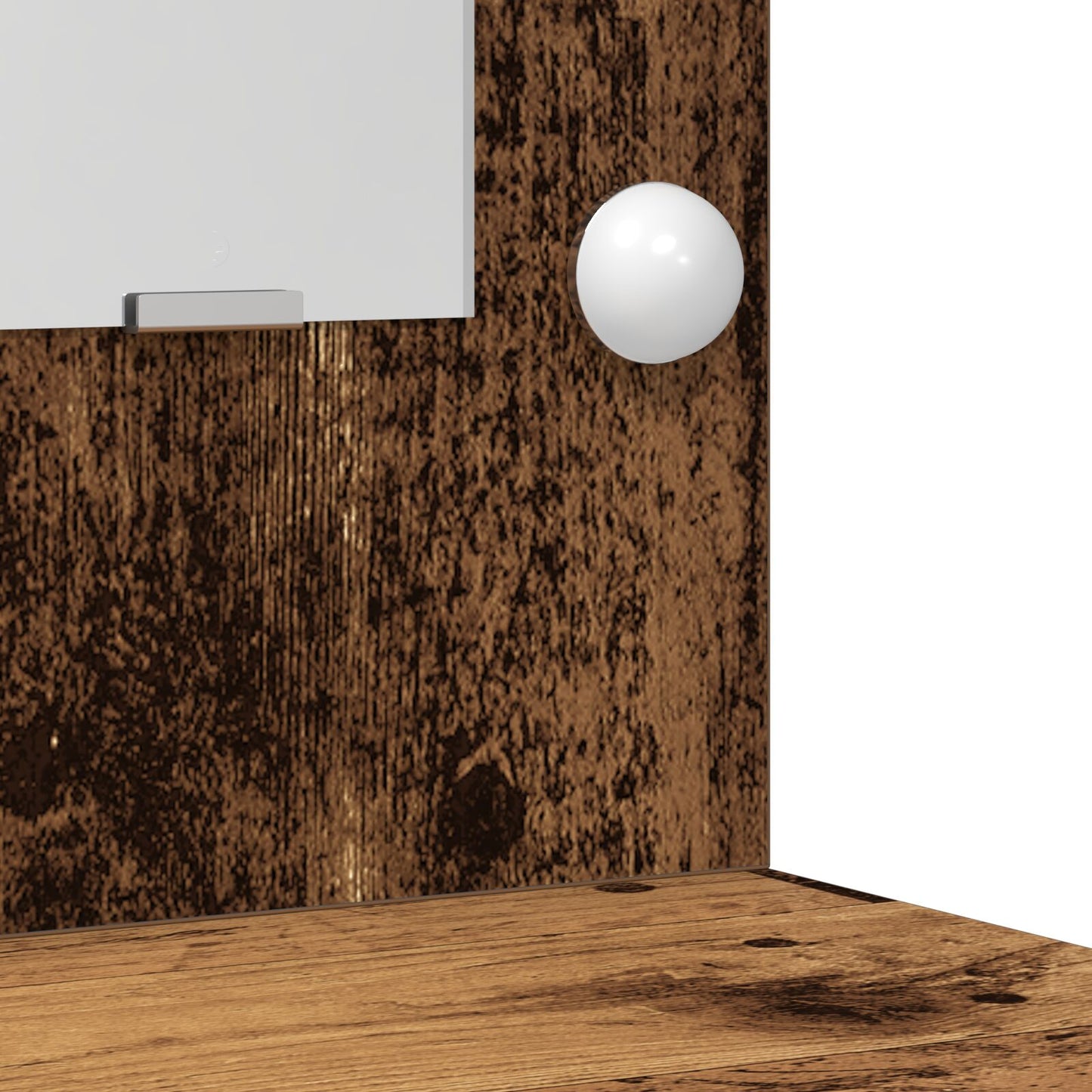 2-delars Sminkbord Set med LED i gammal träfinish