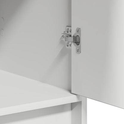 3-delat sminkbord-set med LED, vit konstruerat trä