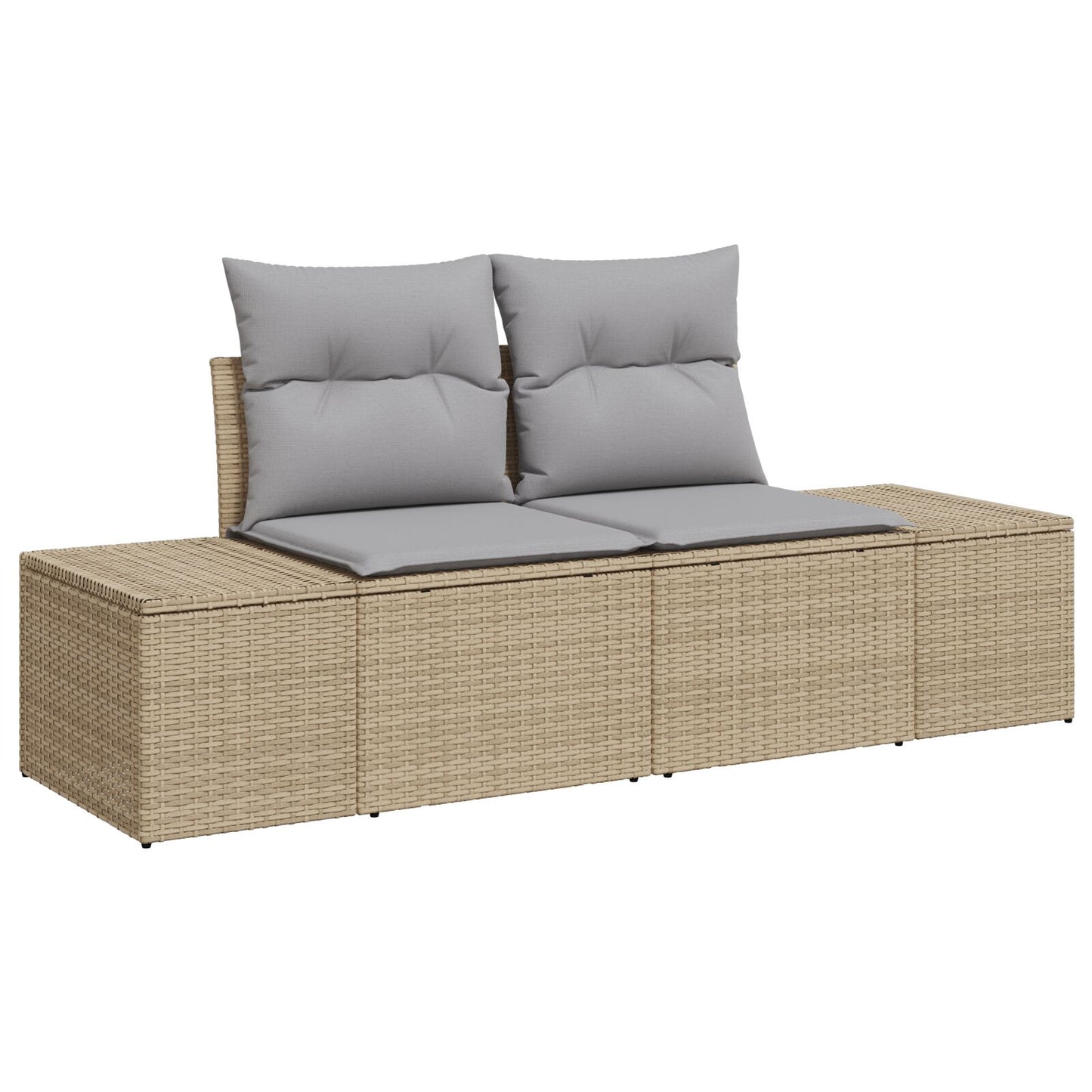 10-delat trädgårdsoff-set med kuddar Beige Polyrotting
