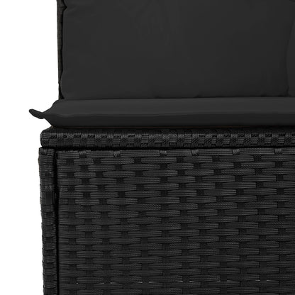 10 delars trädgårdsoff Set med kuddar Svart Poly Rattan