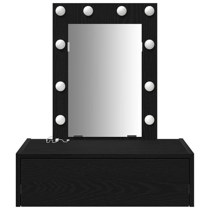 Väggmonterat Sminkbord med LED-lampor - Svart Ek