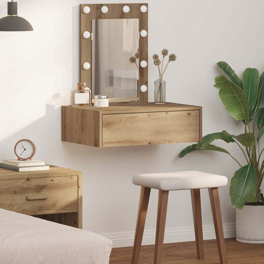 Väggmonterat Sminkbord med LED-lampor - Artisan Ek