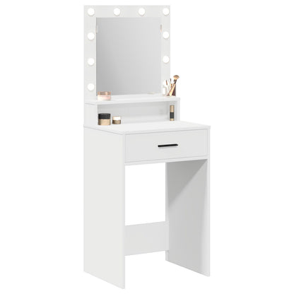 Sminkbord med LED-lampor Vit 50x41x135 cm