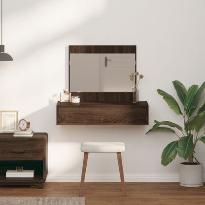 Väggmonterat sminkbord Brun ek 83x40x70 cm