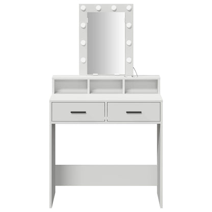 Sminkbord med LED-lampor Vit 79x41x140 cm