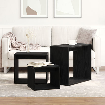 Nesting Tables 3 st Svart Ek Konstruerat Trä