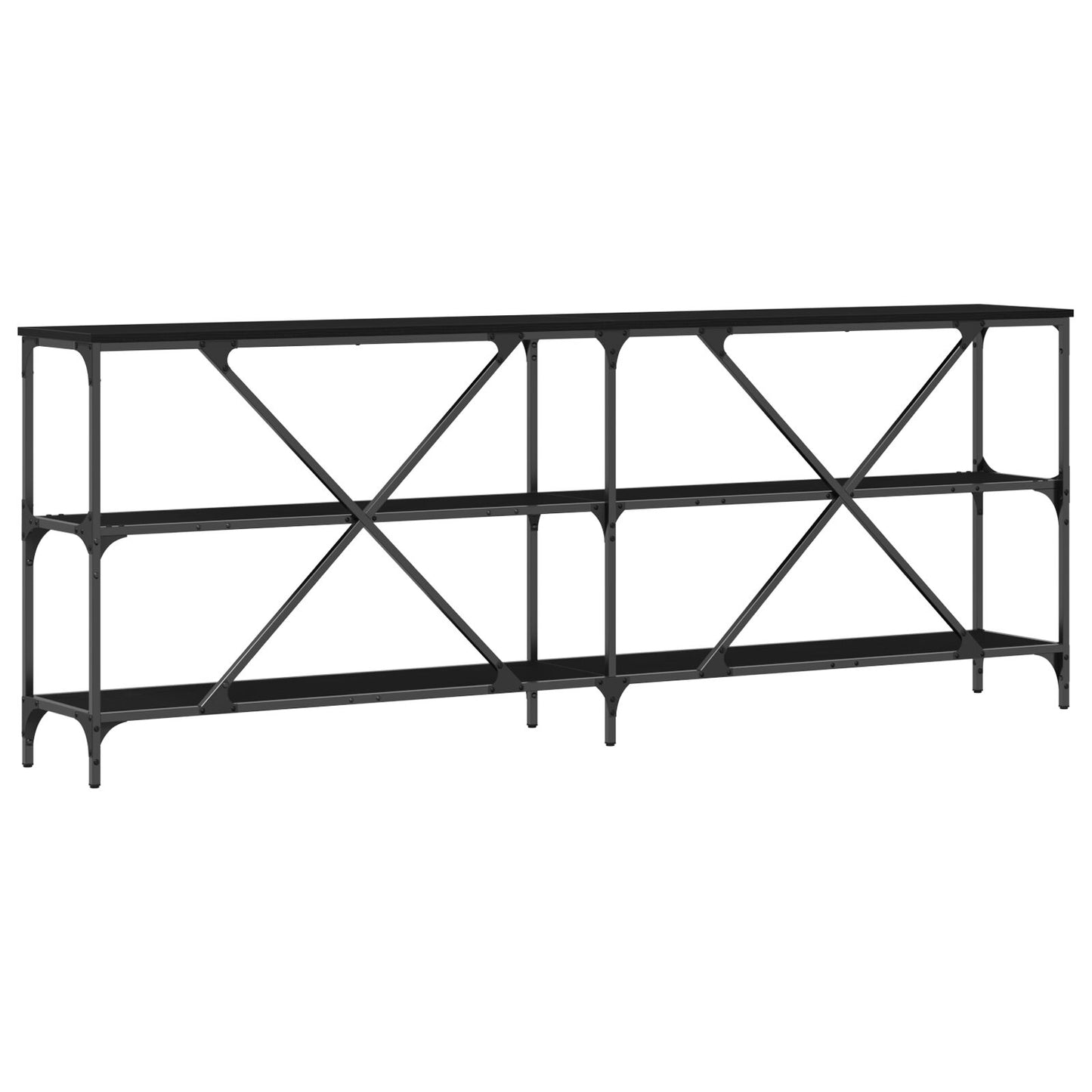 Console Table Svart Ek 200x30x75 cm Konstruerat Trä och Stål