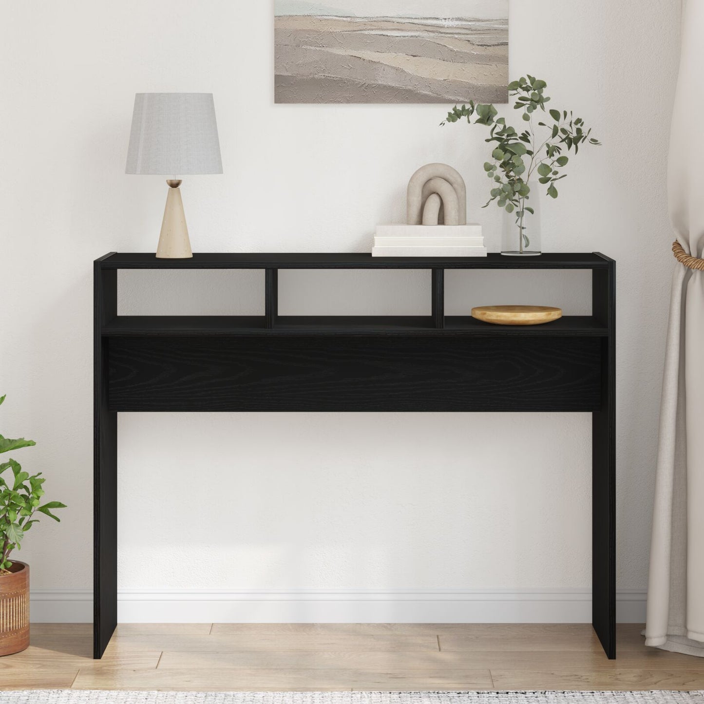 Konsolbord Svart Ek 105x30x80 cm Ingenjörsträ