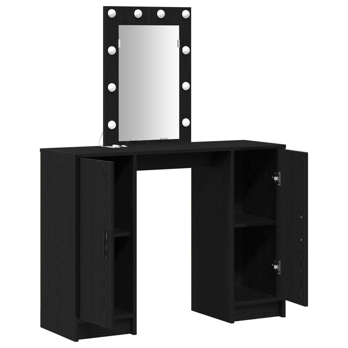 Sminkbord med LED-lampor Svart Ek 102x33x135 cm