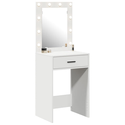 Sminkbord med LED-lampor Vitt 50x41x135 cm