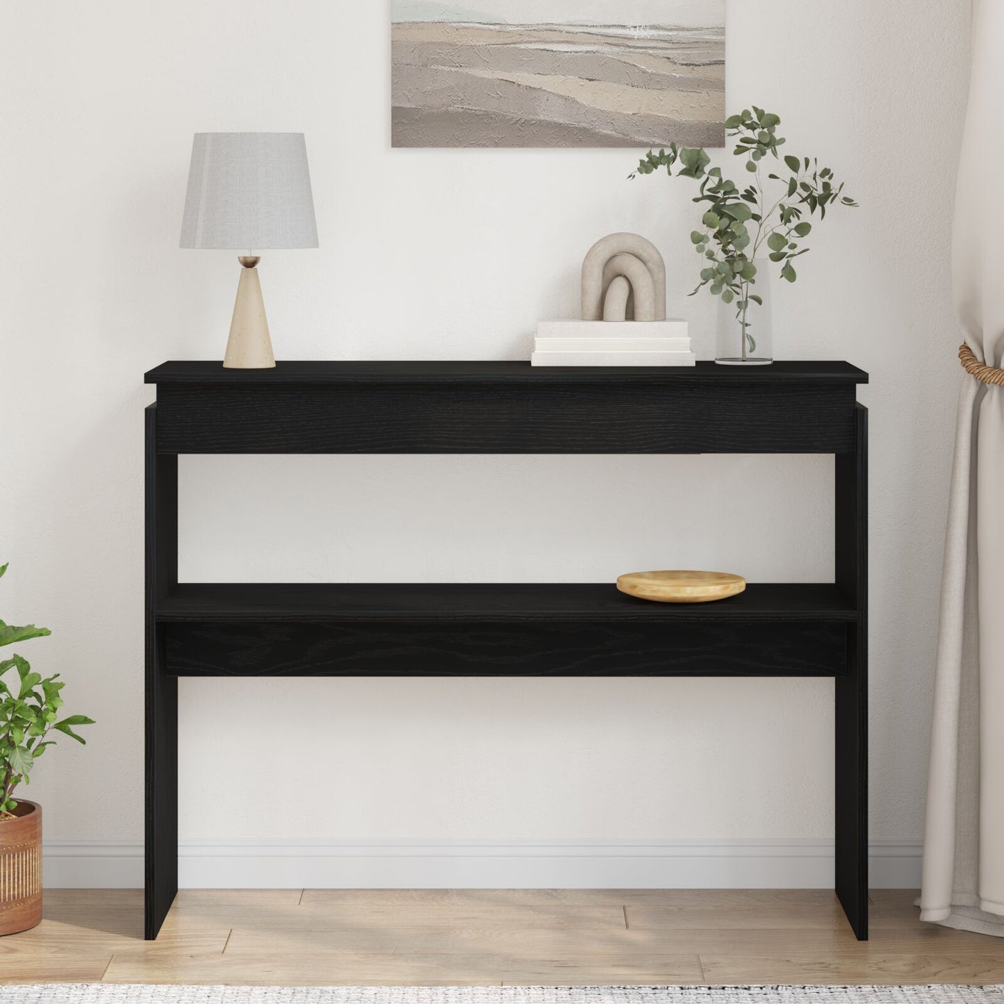Konsolbord Svart Ek 80x30x102 cm Trä