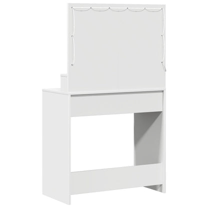 Sminkbord med LED-lampor, Vit, 79x41x135 cm