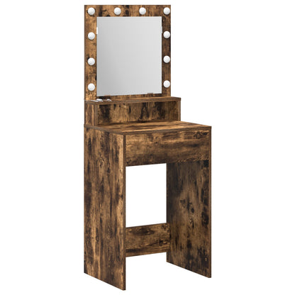 Sminkbord med LED-lampor Rökt Ek 50x41x135 cm