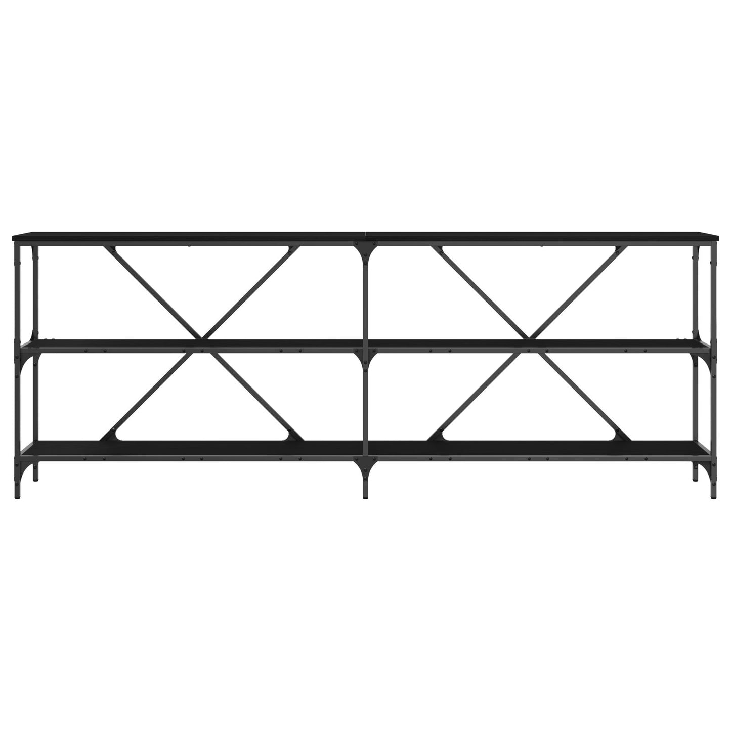 Console Table Svart Ek 200x30x75 cm Konstruerat Trä och Stål