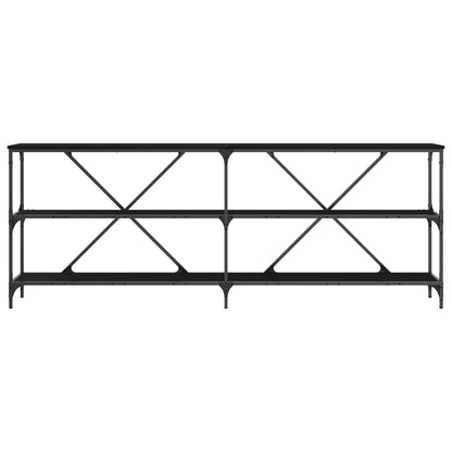 Console Table Svart Ek 200x30x75 cm Konstruerat Trä och Stål