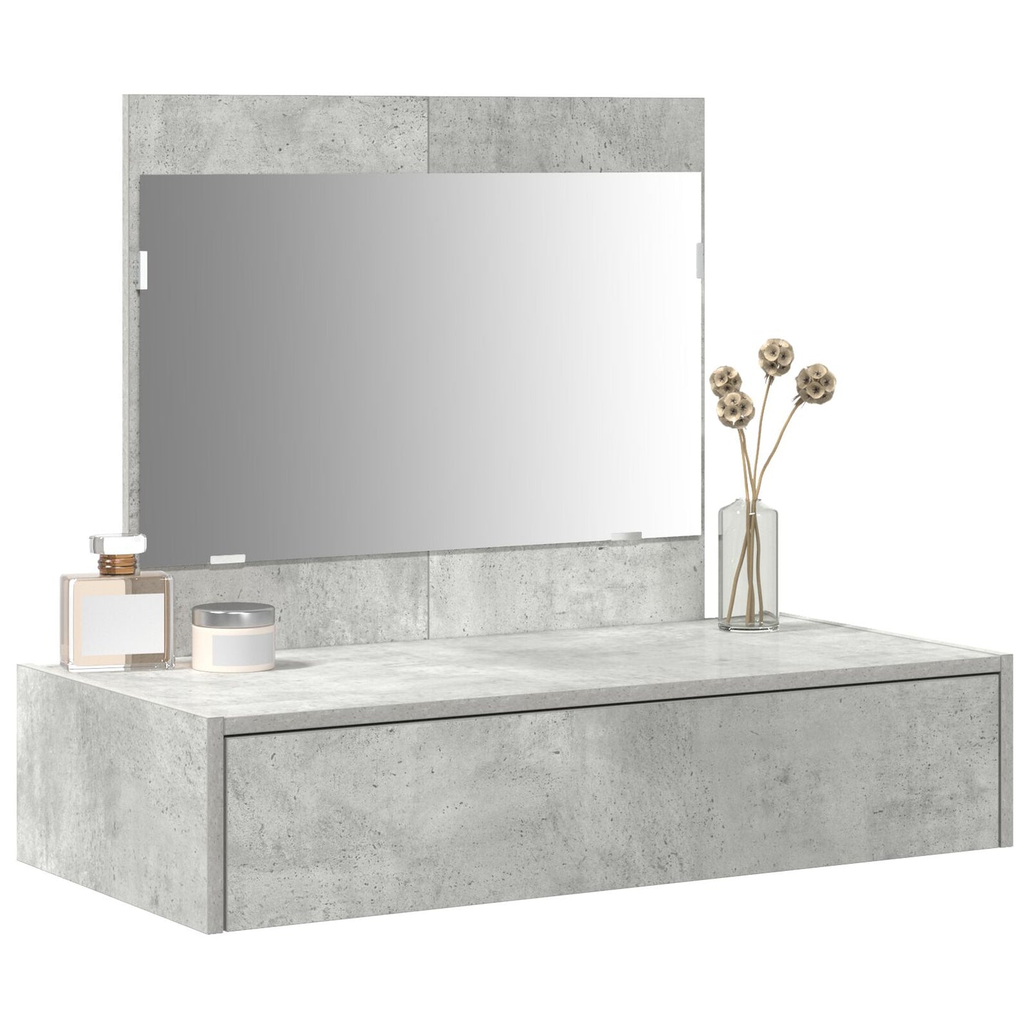 Väggmonterat sminkbord Betonggrå 83x40x70 cm