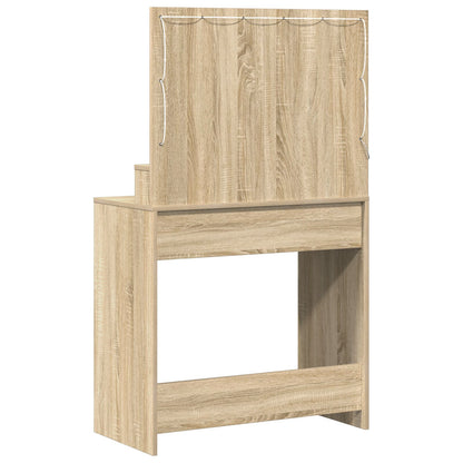 Sminkbord med LED-ljus Sonoma Ek 79x41x135 cm