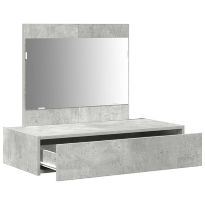 Väggmonterat sminkbord Betonggrå 83x40x70 cm