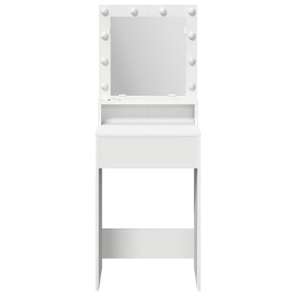 Sminkbord med LED-lampor Vit 50x41x135 cm