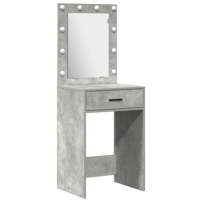 2 Delar Sminkbord Set med LED Betonggrå Konstruerat Trä