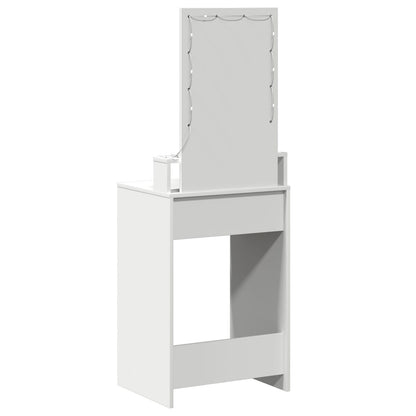 Sminkbord med LED-lampor Vit 50x41x140 cm