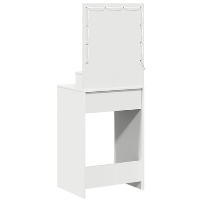 Sminkbord med LED-lampor Vit 50x41x135 cm