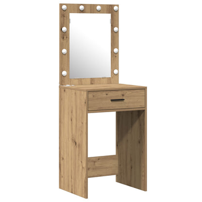 Set av 2 Sminkbord med LED i Hantverksmässig Ek Konstruerat Trä
