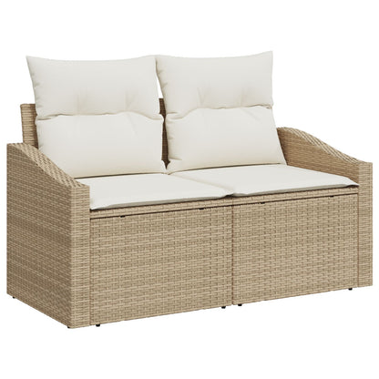 10-delars Trädgårds matsalsgrupp med kuddar Beige Poly Rattan Akacia