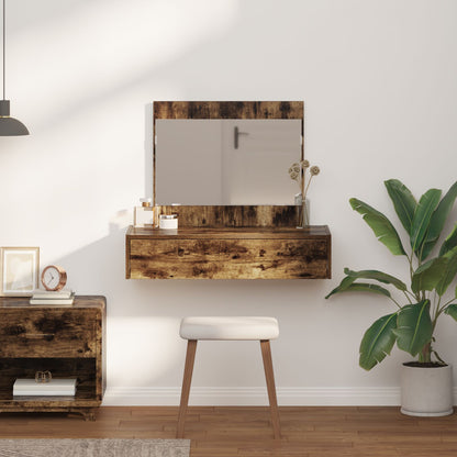 Väggmonterat Sminkbord Rökt Ek 83x40x70 cm