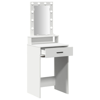 Sminkbord med LED-lampor Vit 50x41x140 cm